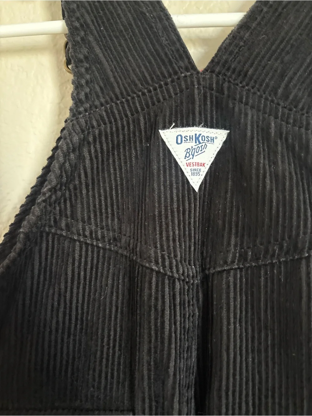 OshKosh B'gosh Black Corduroy Overalls with Red Lining